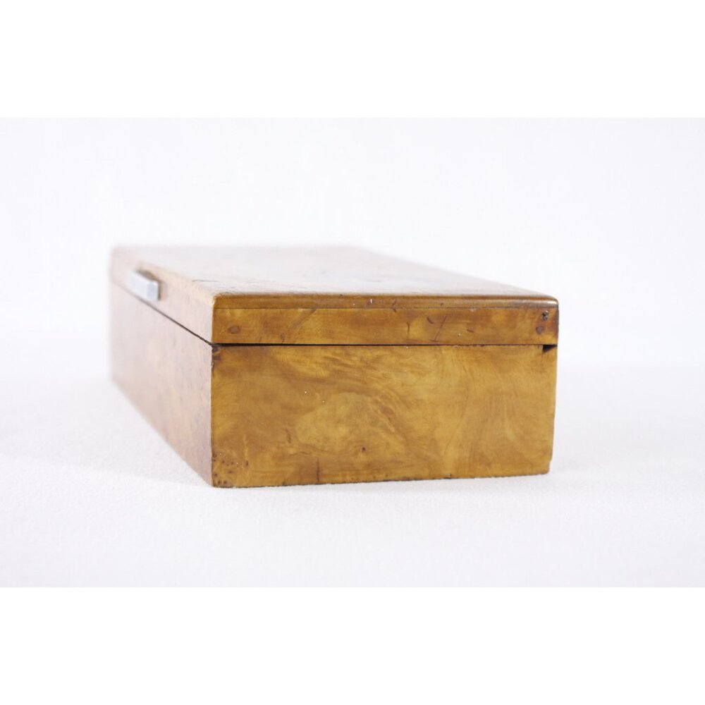 Superb Art Deco Lidded Box of Bird's-Eye Maple with Chrome Handle, French 1920s - Picture 4 of 10